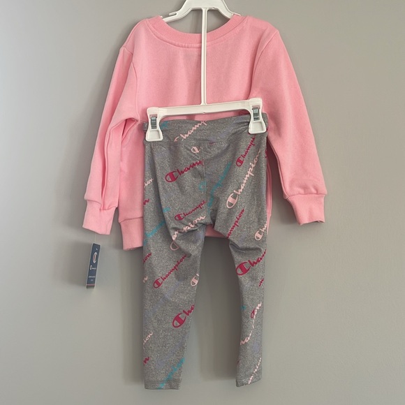 NWT Champion Girls Two Piece Set Fleece Crewneck Leggings Logo 24 months Fall - Picture 2 of 7